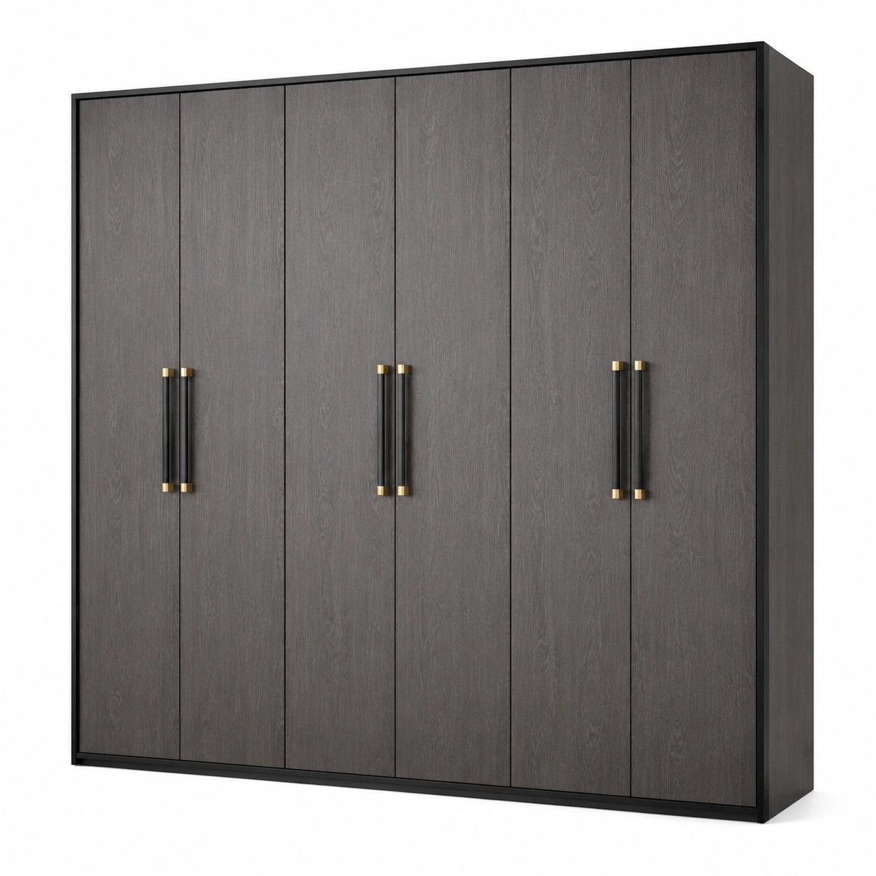 Armadio a 5 Ante in Legno di Rovere con Maniglie Metalliche, Grigio 200x160x60 cm