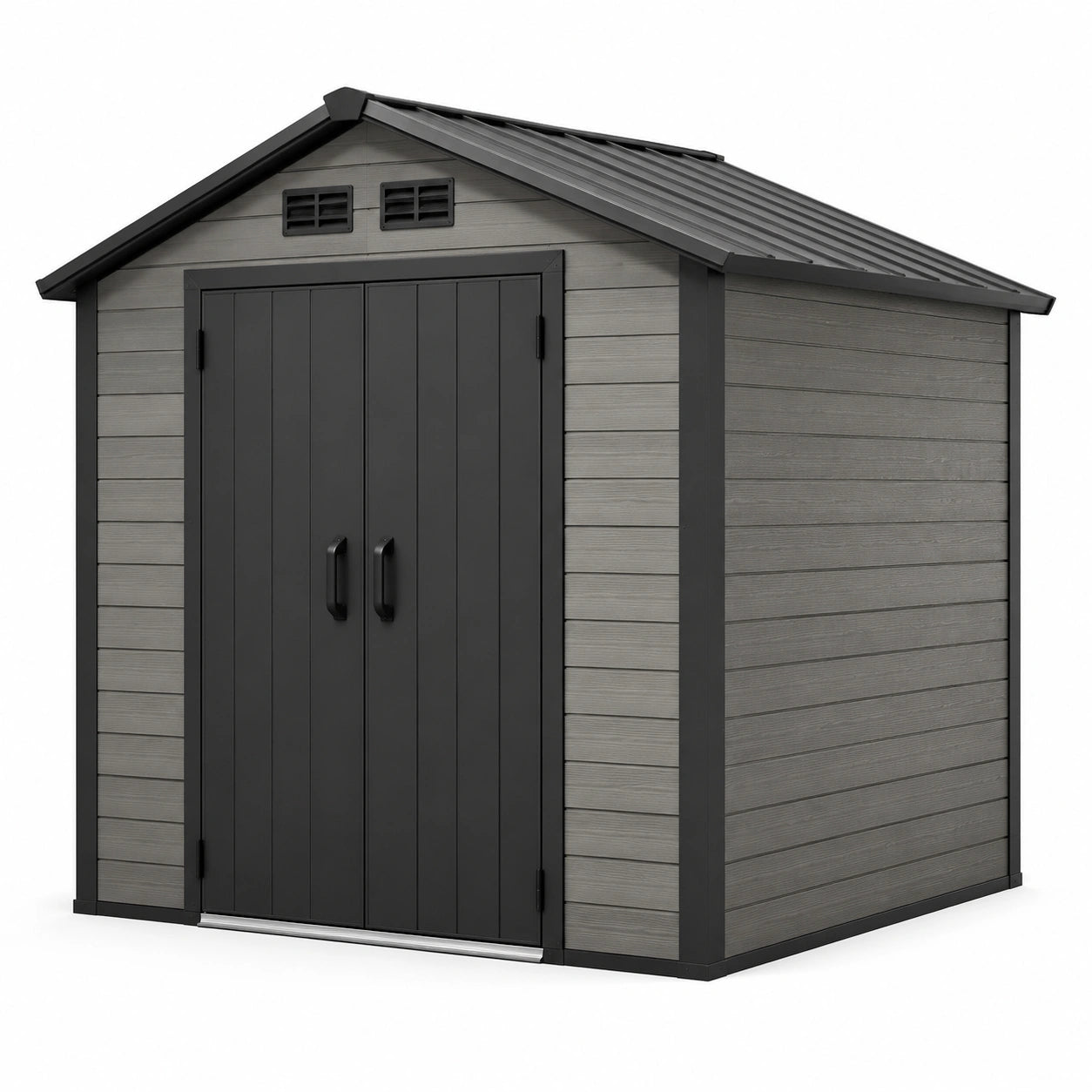 Casetta da giardino in plastica grigio/nero 200x195x225 cm