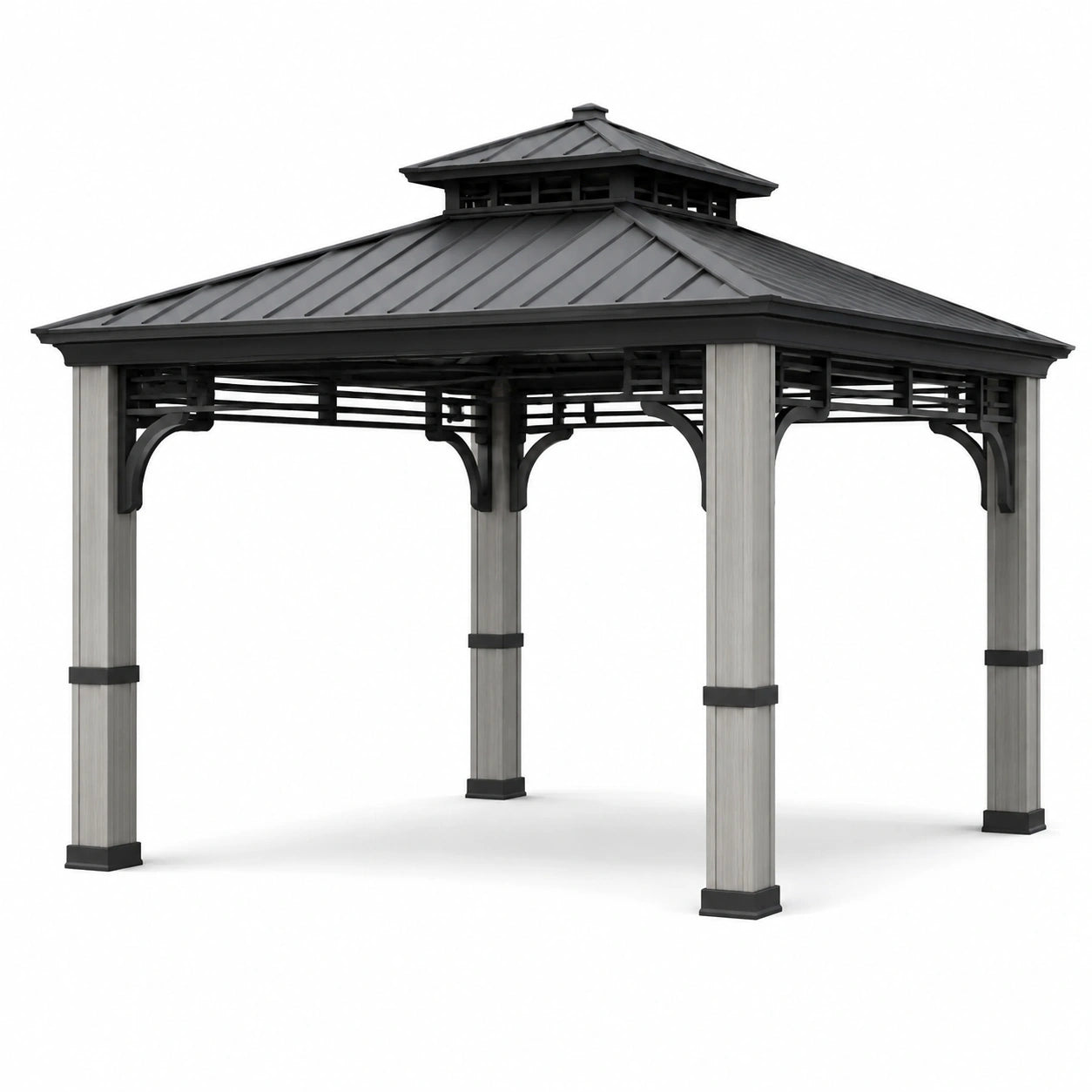 Gazebo Quadrato in Alluminio e Acciaio Grigio Antracite 350x350 cm