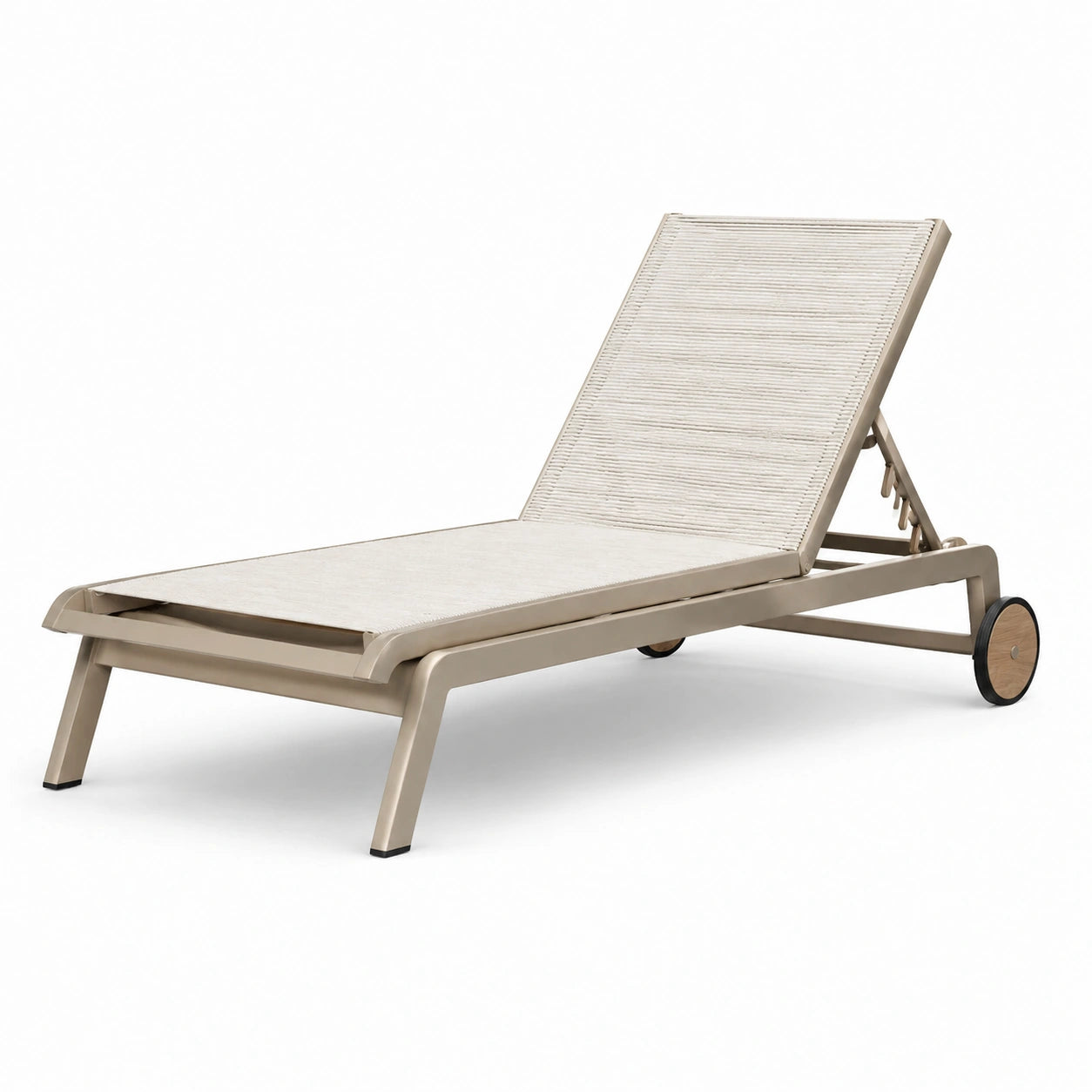 Sdraio da giardino in alluminio e tessuto beige con ruote