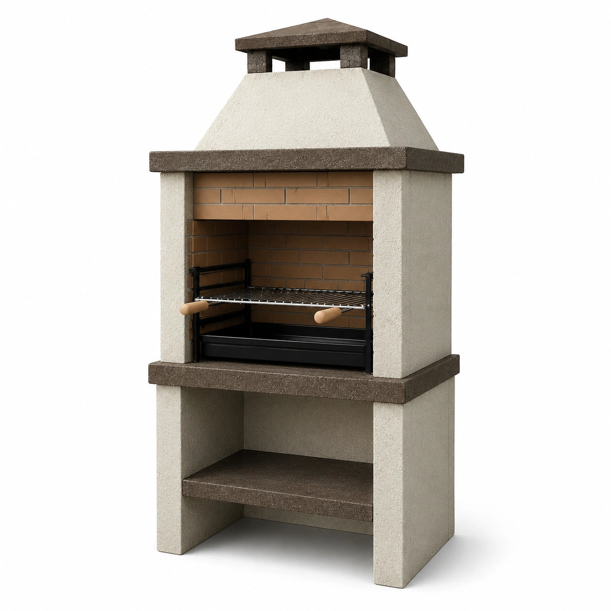Barbecue in cemento e mattoni beige/marrone 210x90x70cm