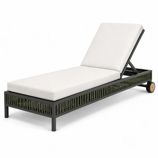 Lettino Prendisole da Giardino in Metallo con Cuscino Beige