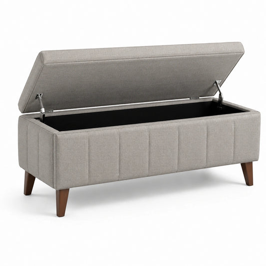 Panca Contenitore Rettangolare in Tessuto Beige