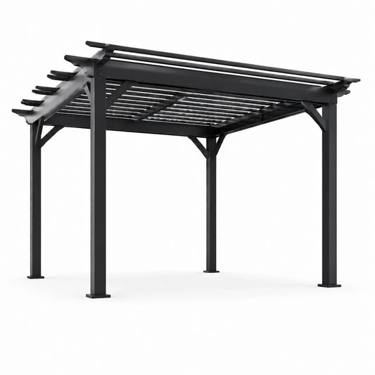Pergola da esterno in alluminio nero 300x300x250 cm